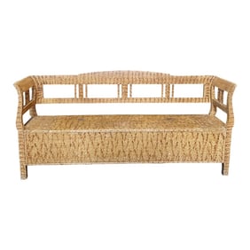 Antique Pine Faux Painted English Country Storage Bench