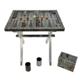 Marvin Arenson Signed Backgammon Game Table Cocktail Table