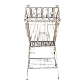 Vintage Rustic European Wrought Iron Bird Cage W/ Stand