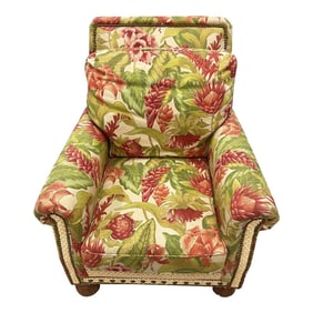 Palm Beach Tropical Print & Seagrass Accent Chair