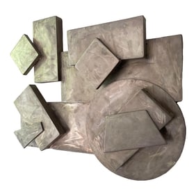 Late 20th Century Brutalist Sculpture Wall Hanging Metal "Shiny Caboose" by Larry Pogue