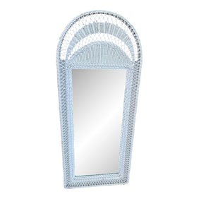 Vintage Henry Link Style White Wicker Mirror