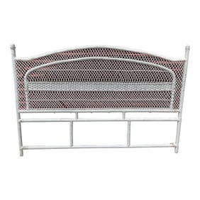 1970s Vintage Henry Link Style White Wicker Queen Headboard