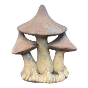 Vintage Concrete Mushroom Cluster Garden Statue
