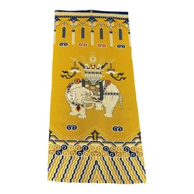 Early 20th Century Elephant Wall Hanging Needlepoint Textile