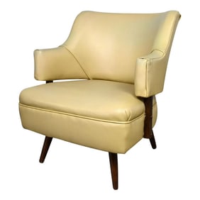 MCM Khaki Vinyl Faux Leather Accent or Side Armchair in the Style of Kroehler