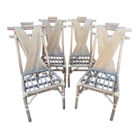 Vintage Pencil Reed X Back/Bamboo Pagoda Dining Chairs-A Set