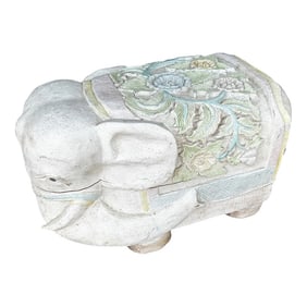 Hand Carved Elephant Wooden Stool