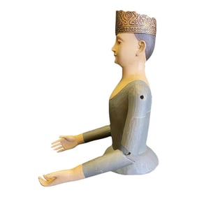 Wooden Lady Figure Painted With Movable Arms