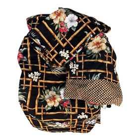 Queen/Full Size Black Tiki Palm Print Duvet Set