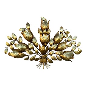 Vintage Hollywood Regency Hans Kogl Gilt Gold Leaf Wall Sconce