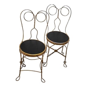 Vintage Ice Cream Parlor Bistro Chairs - Set of 2 Owl Eyes