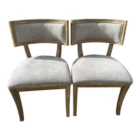 Pair of Grey Upholstered Driftwood Dining Chairs