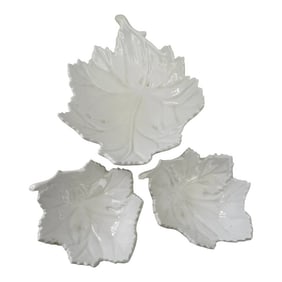 Vintage Set of 3 Crate & Barrel White Leaf Bowls