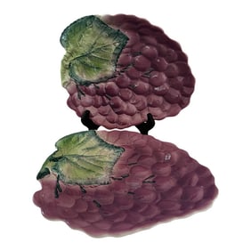 Italian Pottery #9873 Textured Grape Plates-A Pair