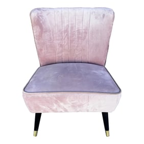 Pastel Pink "Elon" Channel Velvet Accent Chair