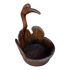 Vintage Chinese Wood Swan Bucket