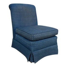 Mid-Late 20th Century Traditional or Hollywood Regency Blue Rolled Back Slipper Chair With Brass Bal