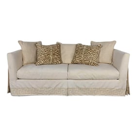 Late 20th Century Modified Tuxedo Slipcover Style Pillow Back Large Scale Sofa