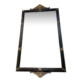 Antique Italian Black and Gilt Beveled Mirror
