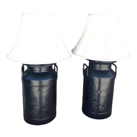 Vintage Milk Can Table Lamps-A Pair