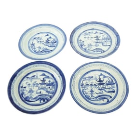 Antique Chinese Blue and White Porcelain Cantons - Set of 4