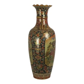 19th Century Tall Japanese Floral Porcelain Vase