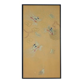 Early 20th Century Chinese Silk Embroidery with Dragons