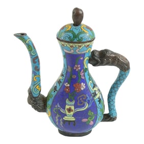 Antique Chinese Cloisonne Decorative Teapot