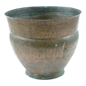Antique Late 19th Century Hammered Copper Vase