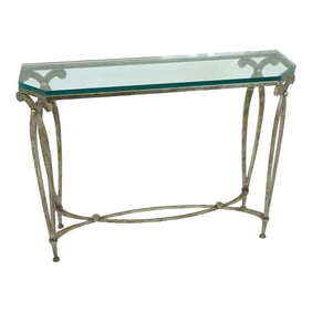 Mid 20th Century Modern Metal And Glass Side Table