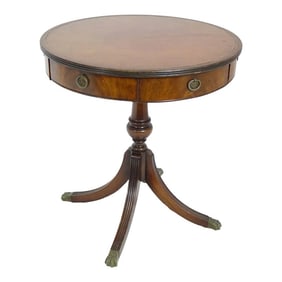 Mid 20th Century Wood Round Table With Drawers