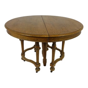 Vintage Expandable Oak Dining Table Extends Up to 14ft