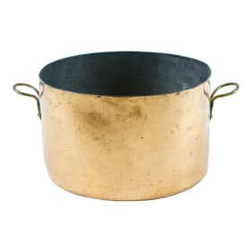 Mid 20th Century Copper Pot with Brass Handles