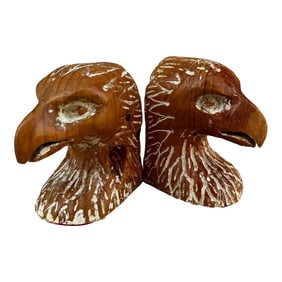 Vintage Sarreid Hand Carved Wood Eagle Bookends-A Pair