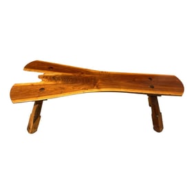Mid 20th Century Organic Modern Split Wood Live Edge Bench