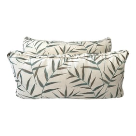 Contemporary Leaf Print Lumbar Decor Pillows-A Pair