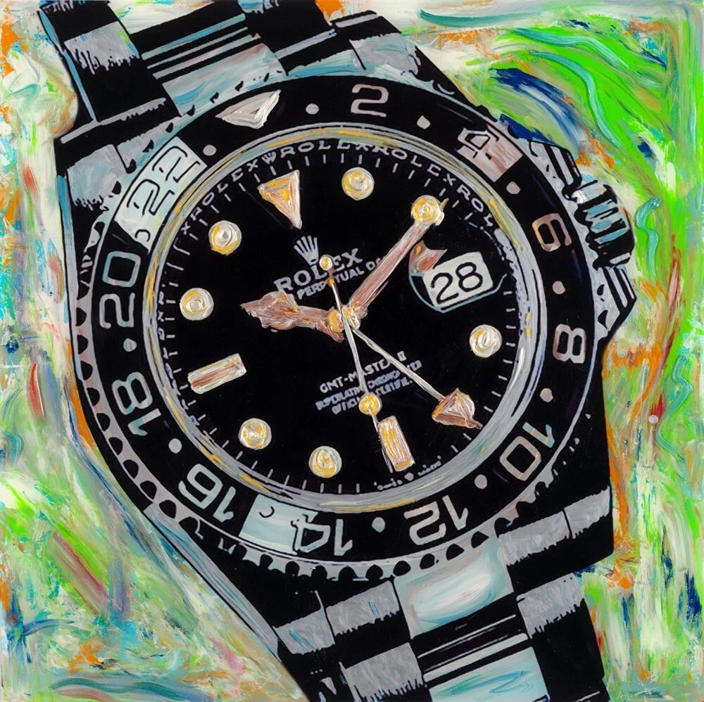 JD Shultz Rolex Time 24x24 Signed Painting wCertificate of Authenticity Original: Title:JD Shultz Rolex Time 24x24 Signed Painting wCertificate of Authenticity Original Description:ORIGINAL ART BY FAMED ARTIST JD SHULTZ "ROLEX TIME" ROLEX GMT MASTER II 2FT X 2FT / 24" x 24" ONCE IN