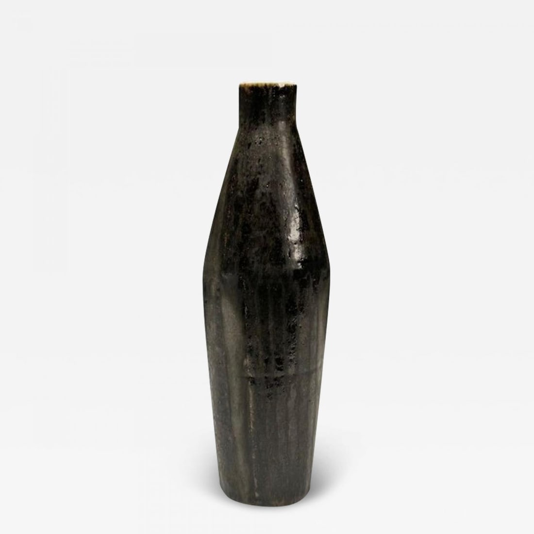 Carl-Harry Stalhane, Rörstrand, Swedish Mid-Century Modern, Grey Stoneware Vase: Title: Carl-Harry Stalhane, Rörstrand, Swedish Mid-Century Modern, Grey Stoneware Vase Description: Carl-Harry Stalhane, Rörstrand, Swedish Mid-Century Modern, Vase or Vessel, Dark Grey Ston