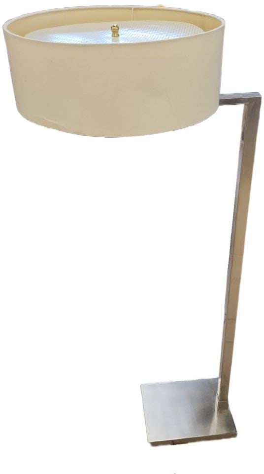 Vintage mid-century modern George Kovacs design adjustable arm chromed-steel floor lamp.: Title:Vintage mid-century modern George Kovacs design adjustable arm chromed-steel floor lamp. Description:Vintage mid-century modern George Kovacs design adjustable arm chromed-steel floor lamp. Rese