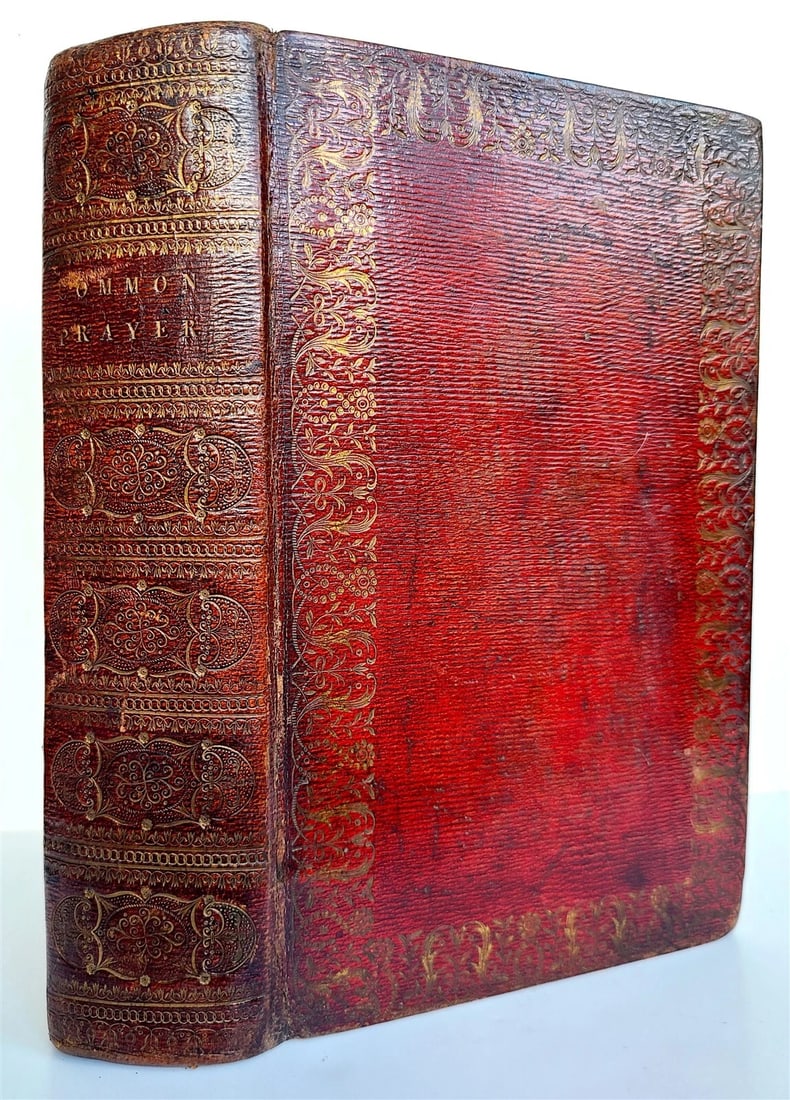 1812 BOOK OF COMMON PRAYER in ENGLISH ANTIQUE ILLUSTRATED beautifull binding: The whole Book of Common Prayer, and Administration of the Sacraments..., together with the Psalter or Psalms of David... London; 1812 Original red morocco, decorated in gilt Gilt edges size 5 1/2 by