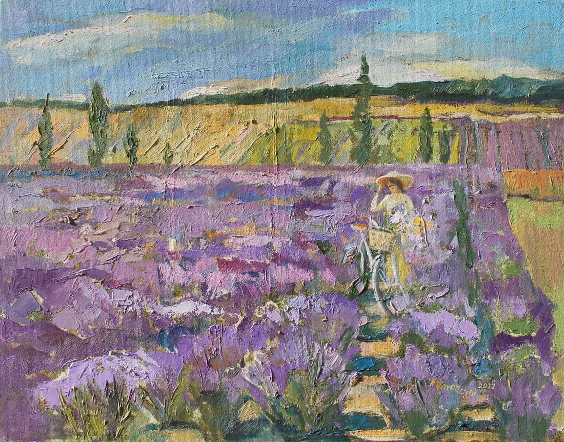 Oil painting Lavender field Maria Voloschak (1 of 4)