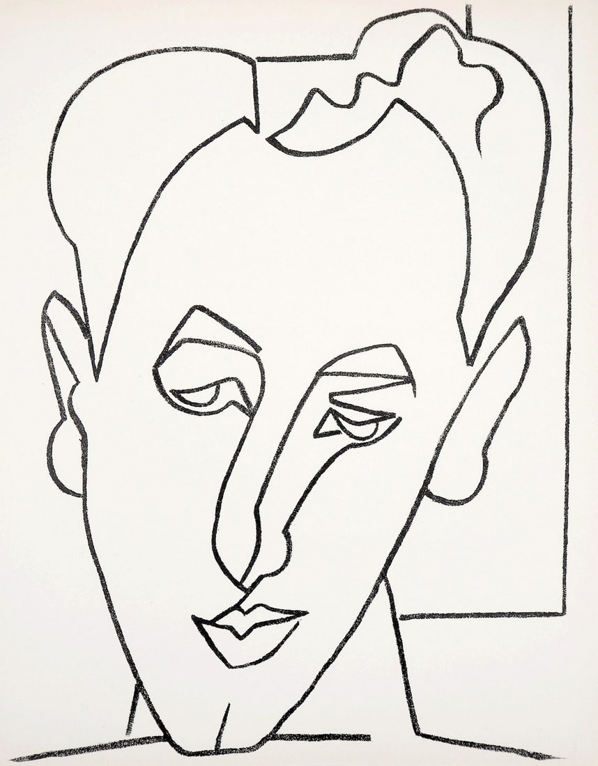 Francoise Gilot Lithograph 13 Young man in love 1951: Title: Francoise Gilot Lithograph 13 Young man in love 1951 Artist: Gilot Description: Artist: Francoise Gilot \nCountry: France \nTitle: Young Man in Love \nMedium: Lithograph 13 \nMarks: Not signed,