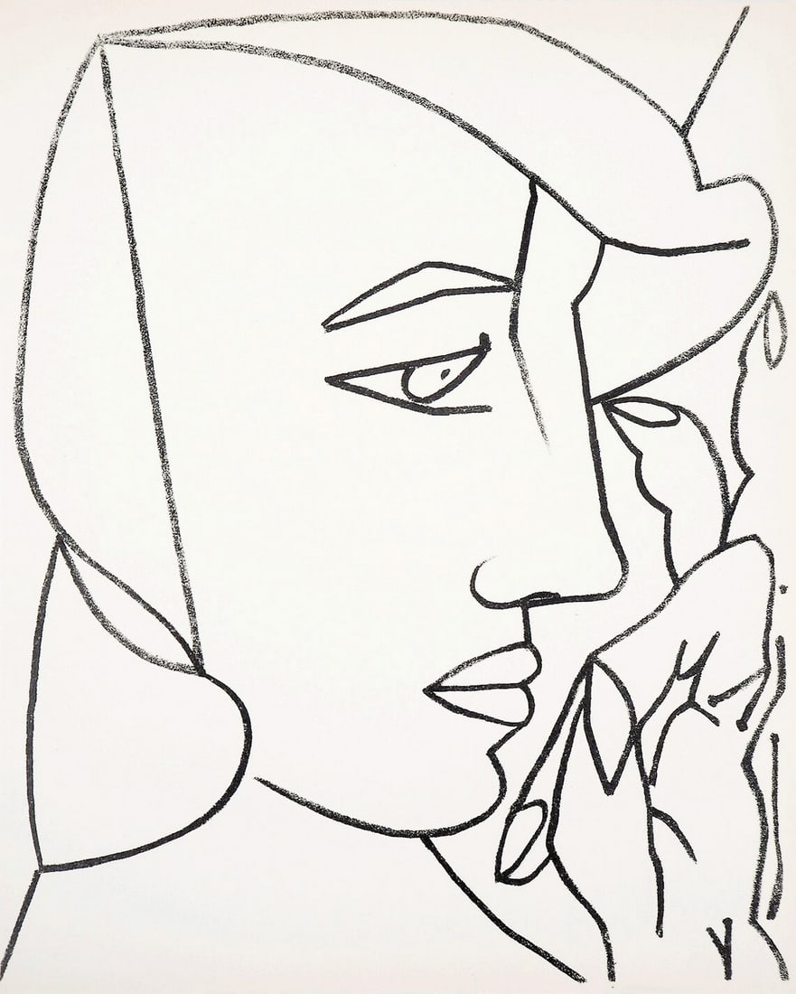 Francoise Gilot Lithograph 10 Woman from profile 1951: Title: Francoise Gilot Lithograph 10 Woman from profile 1951 Artist: Gilot Description: Artist: Fran?oise Gilot \nCountry: France \nTitle: Woman from profile \nMedium: Lithograph 10 \nMarks: Not signe