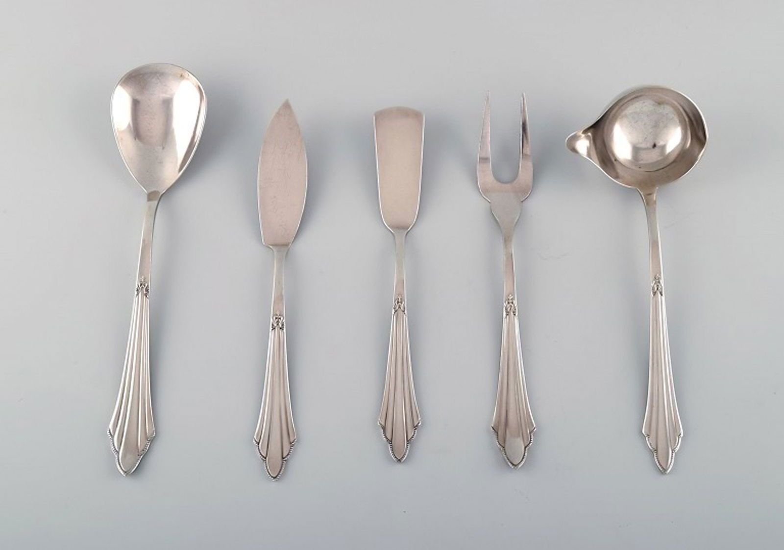 WMF, Germany. Five art deco Facker serving parts in plated silver. 1930's. (1 of 6)