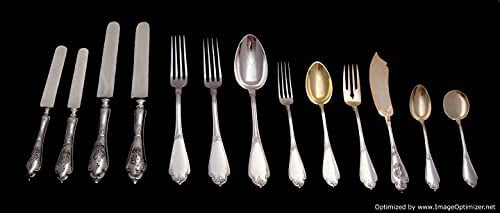 296pc. French Antique Sterling Silver and Vermeil Flatware Set - Excellent Condition !!: Title: 296pc. French Antique Sterling Silver and Vermeil Flatware Set - Excellent Condition !! Description:Direct From Paris, A Magnificent 296 piece, French 19th Century Sterling Silver and Vermeil F
