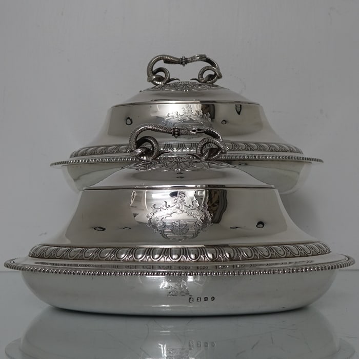 18th Century Antique Pair of George III Britannia Silver Oval Entree Dishes London 1796/7 Robert (1 of 16)