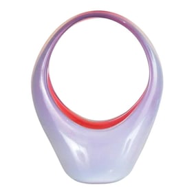 Vintage Murano Glass Opalescent Lavender Basket Bowl