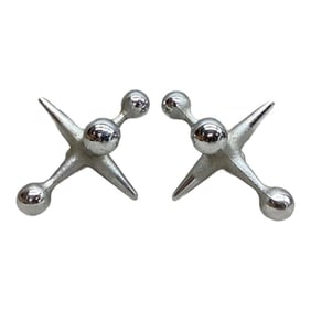 Mid-Century Modern Bill Curry Design Line Chrome Jacks Bookends - A Pair