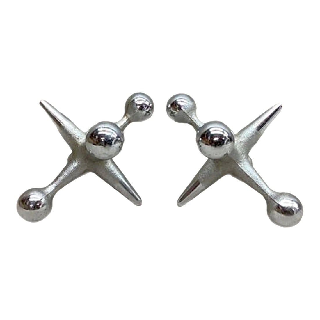 Mid-Century Modern Bill Curry Design Line Chrome Jacks Bookends - A Pair: Pair of Mid-Century Modern Bill Curry Design Line Chrome Jacks Bookends Bill Curry for Design line chrome plated iron jacks bookends or decorative objects. Often attributed to George Nelson, these are